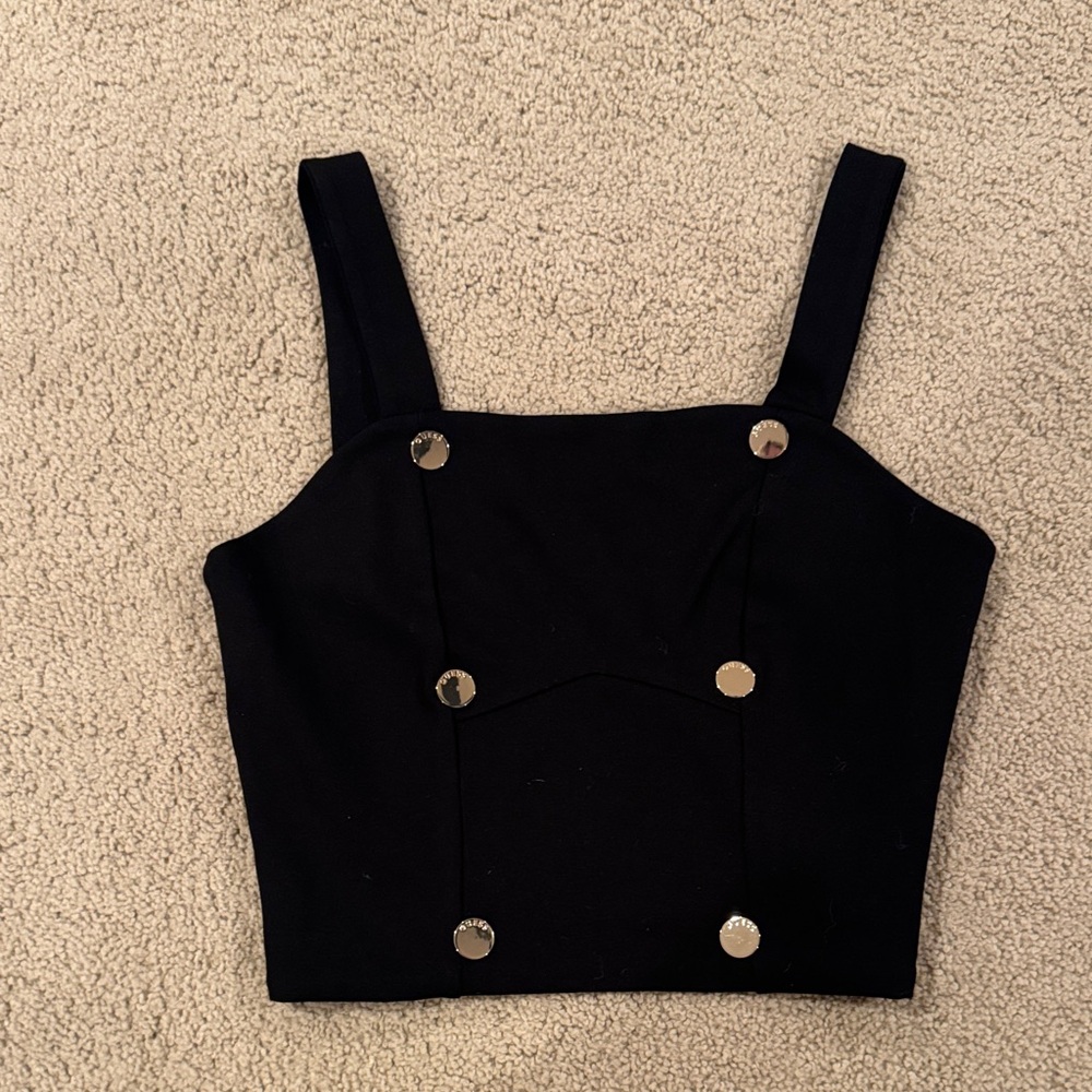 Guess nwt Black Sleeveless Top with Gold Accents size small